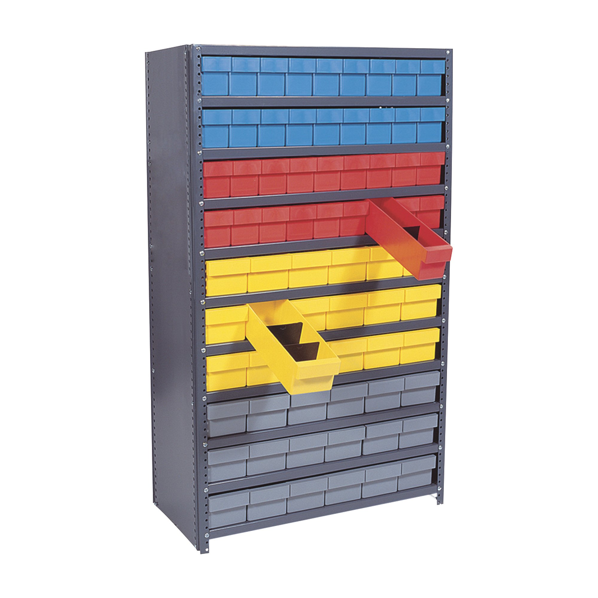 Quantum Storage Closed Shelving System With Super Tuff Drawers — 12in. x 36in. x 75in. Rack Size